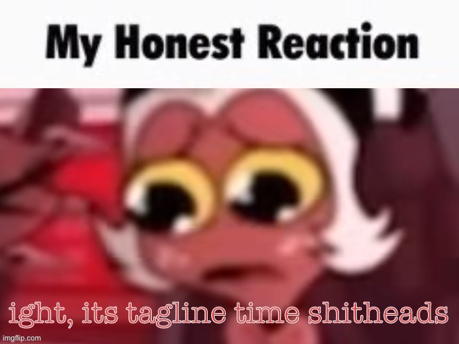 my honest reaction | ight, its tagline time shitheads | image tagged in my honest reaction | made w/ Imgflip meme maker