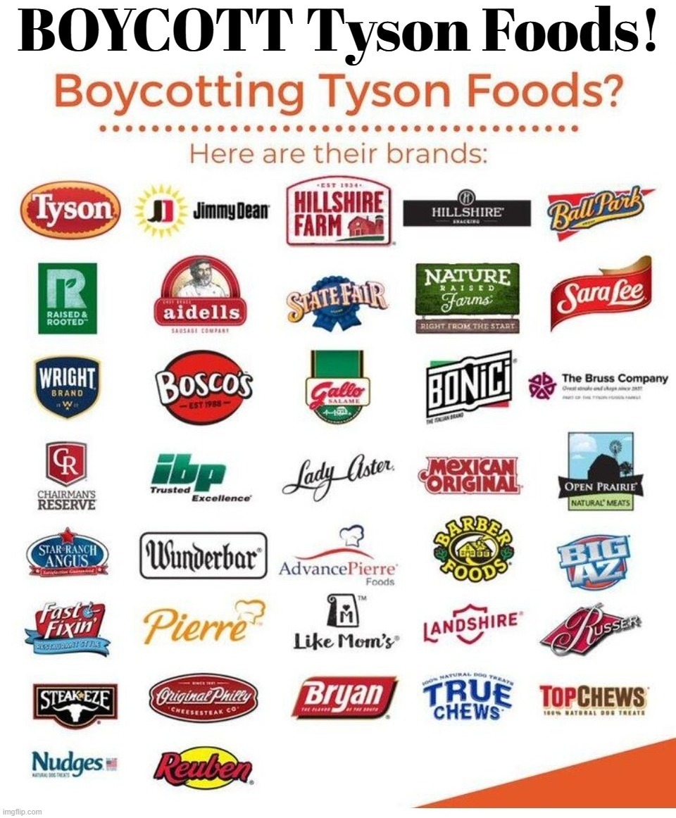 BOYCOTT Tyson Foods! | image tagged in boycott,tyson foods,bud light,bud light treatment,woke,woke companies | made w/ Imgflip meme maker