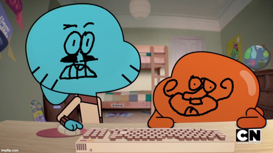 Add a face to gumball an Darwin | image tagged in add a face to gumball an darwin | made w/ Imgflip meme maker