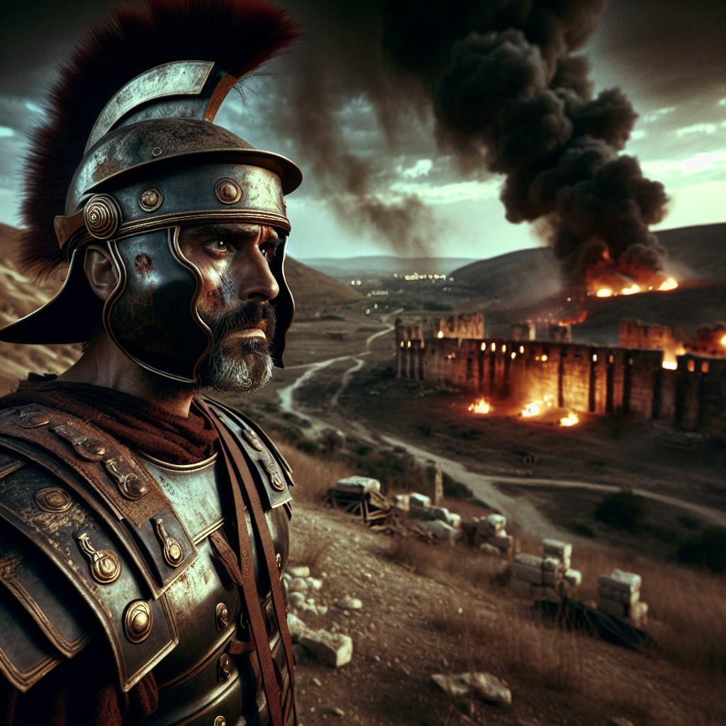 High Quality tired roman centurion watching ancient city burn Blank Meme Template