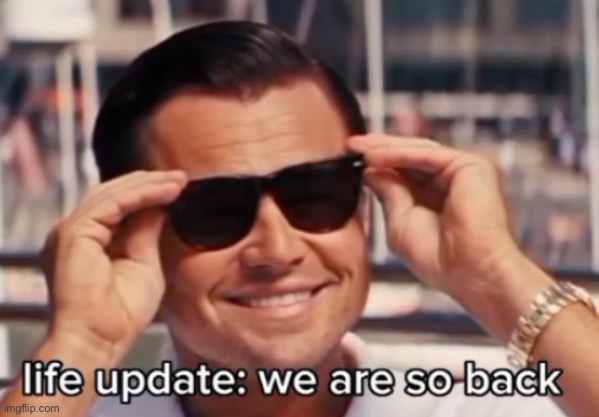 Life Update: we are so back | image tagged in life update we are so back | made w/ Imgflip meme maker