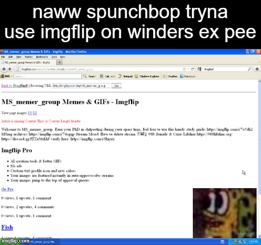 naww spunchbop tryna use imgflip on winders ex pee | made w/ Imgflip meme maker