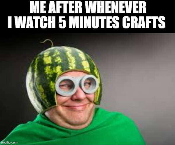 every kid after watching a typical 5 min crafts safety video | ME AFTER WHENEVER I WATCH 5 MINUTES CRAFTS | image tagged in relatable | made w/ Imgflip meme maker