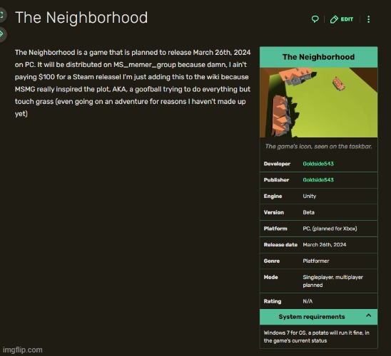 how's the page I made for my game | made w/ Imgflip meme maker