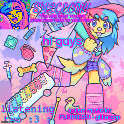 THIS IS SYLCEON SPEAKJIN AND UR LISTENIN 2 4LUNG!! | hi guys; autism music for FURRIES!!! - glitterpop | image tagged in this is sylceon speakjin and ur listenin 2 4lung | made w/ Imgflip meme maker