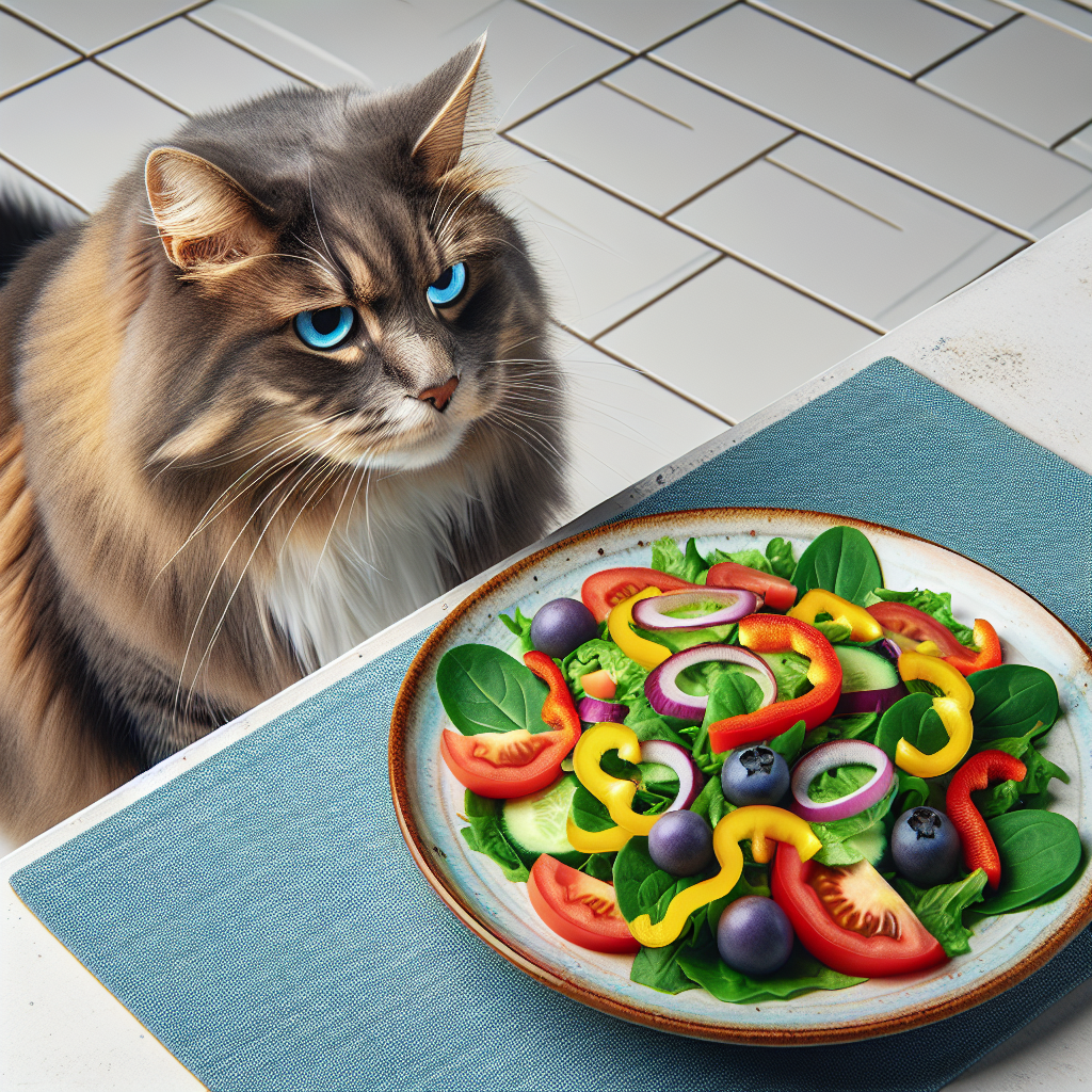 High Quality cat angry at salad Blank Meme Template
