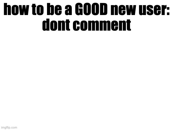 how to be a GOOD new user:
dont comment | made w/ Imgflip meme maker