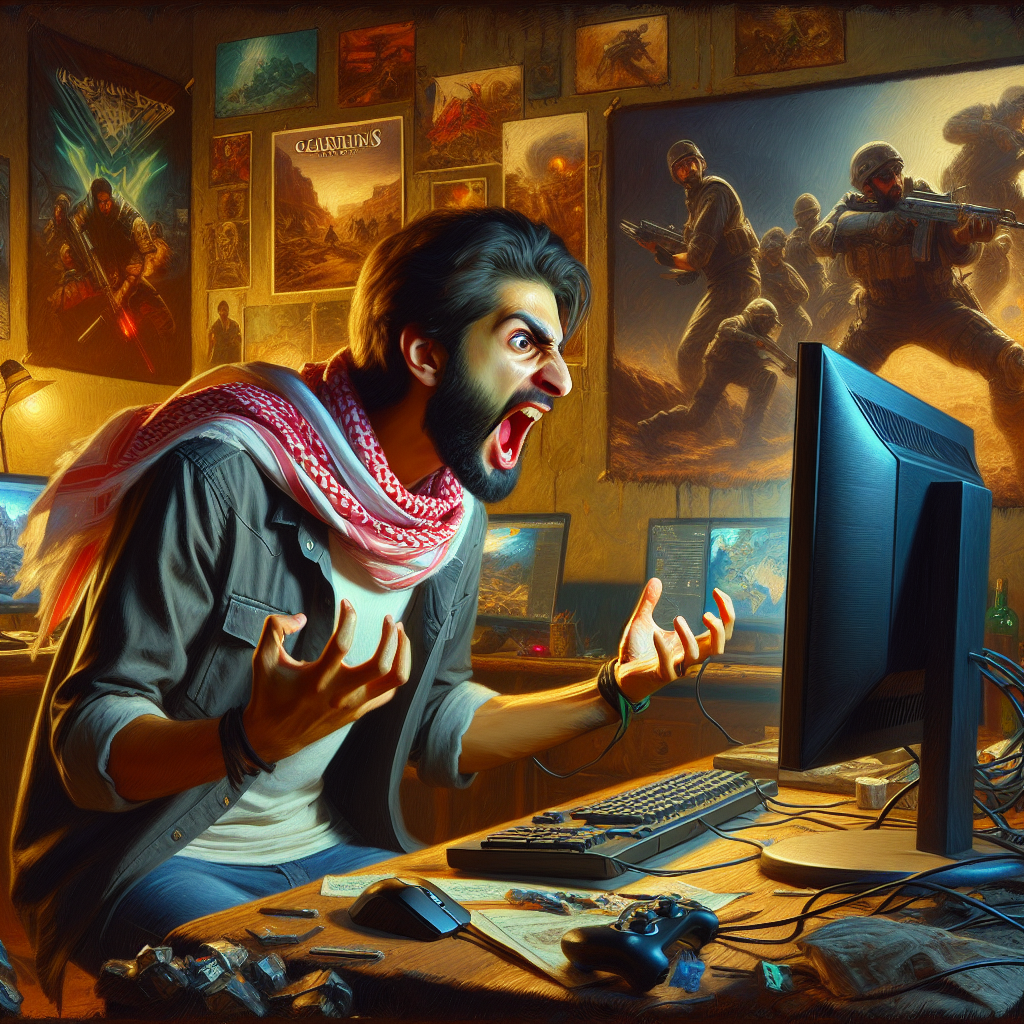 an epic gamer screaming at his computer Blank Meme Template