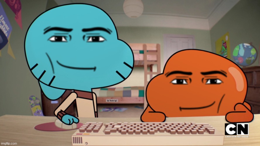 Add a face to gumball an Darwin | image tagged in add a face to gumball an darwin | made w/ Imgflip meme maker