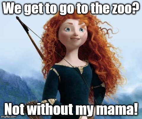 Merida Brave Meme | We get to go to the zoo? Not without my mama! | image tagged in memes,merida brave | made w/ Imgflip meme maker