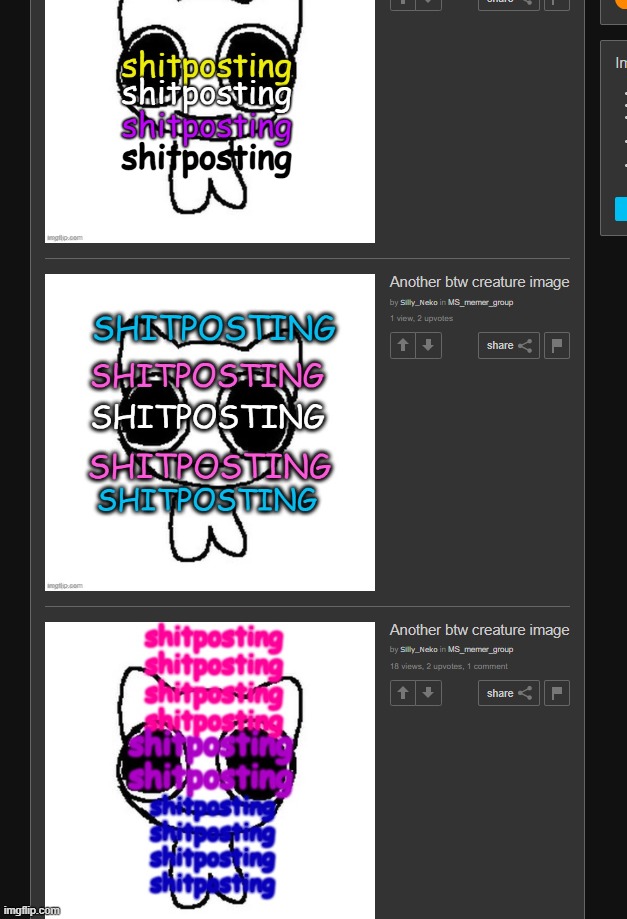 Look at all these little BTW creatures | made w/ Imgflip meme maker