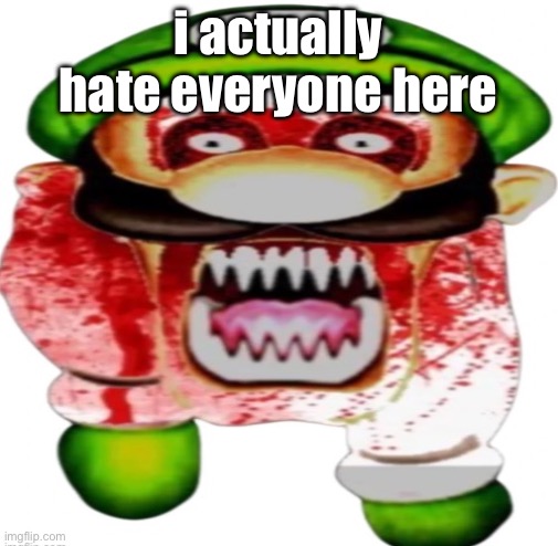 scary luigi | i actually hate everyone here | image tagged in scary luigi | made w/ Imgflip meme maker