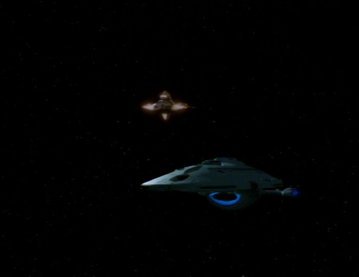 Star Trek USS Voyager With Ship Nearby Blank Meme Template