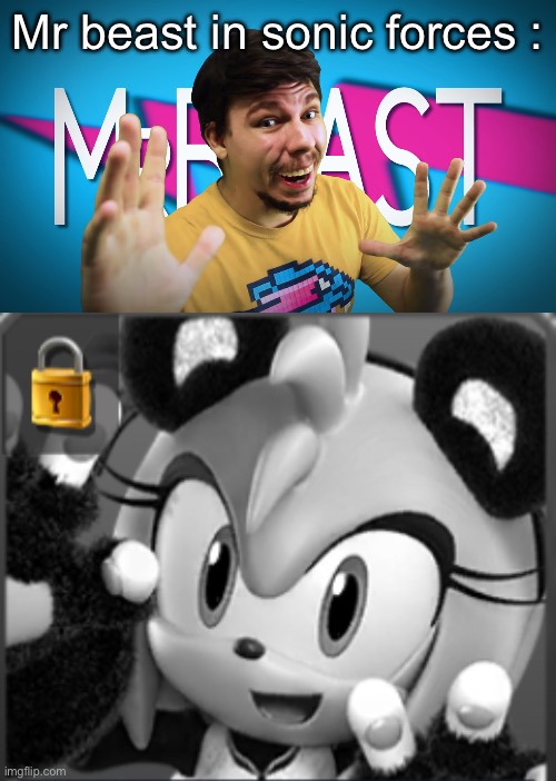 Mr beast in sonic forces be like | Mr beast in sonic forces : | image tagged in fake mrbeast,amy rose | made w/ Imgflip meme maker