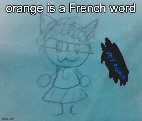 bda neko arc | orange is a French word | image tagged in bda neko arc | made w/ Imgflip meme maker