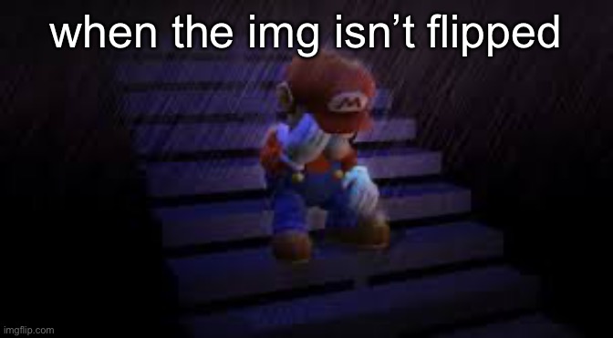 Sorry I had to do it | when the img isn’t flipped | image tagged in sad mario | made w/ Imgflip meme maker