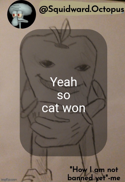 m | Yeah so cat won | made w/ Imgflip meme maker