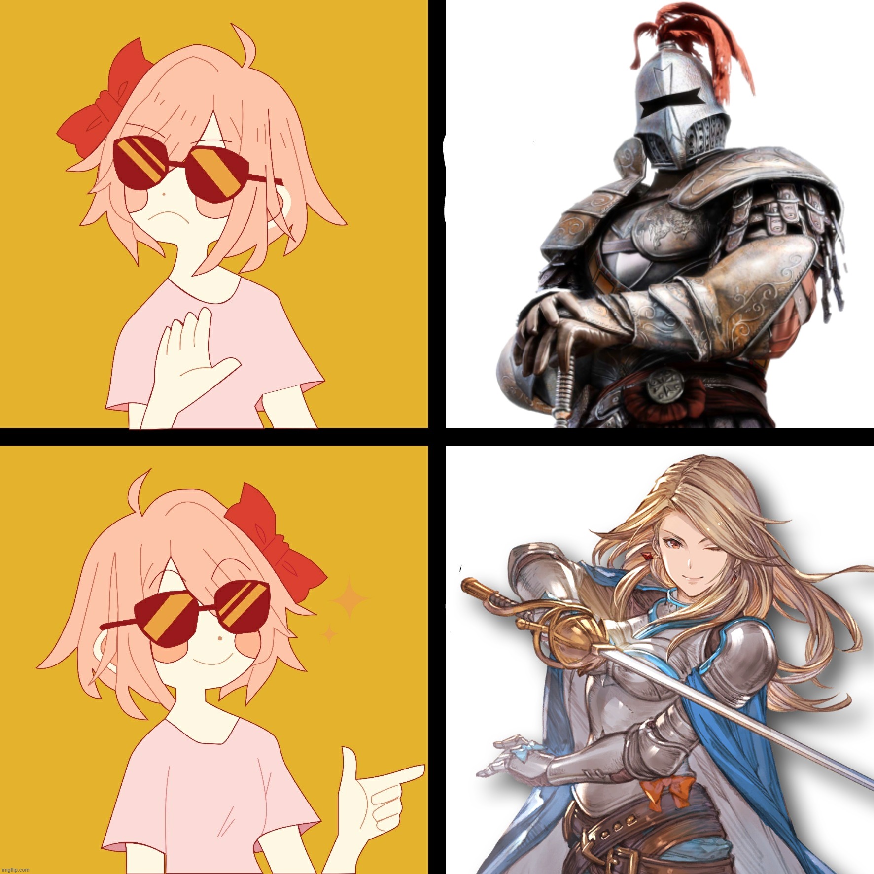 Now THAT'S a knight in shining armor. OwO | image tagged in trans drake,granblue fantasy,katalina | made w/ Imgflip meme maker