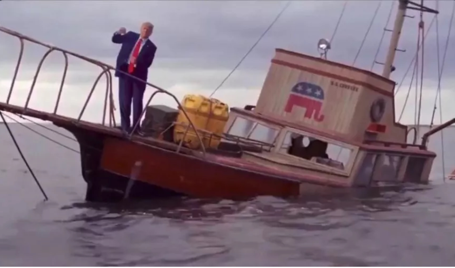 Trump on a sinking ship Blank Meme Template