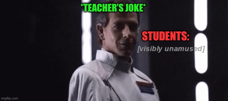 *visibly unamused* | *TEACHER’S JOKE*; STUDENTS: | image tagged in visibly unamused,relatable,relatable memes,rickroll,rick astley | made w/ Imgflip meme maker