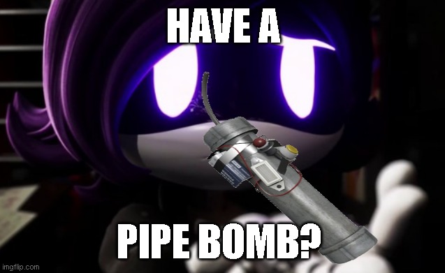 have a pipe bomb? (meme) | HAVE A; PIPE BOMB? | image tagged in murderdrones | made w/ Imgflip meme maker