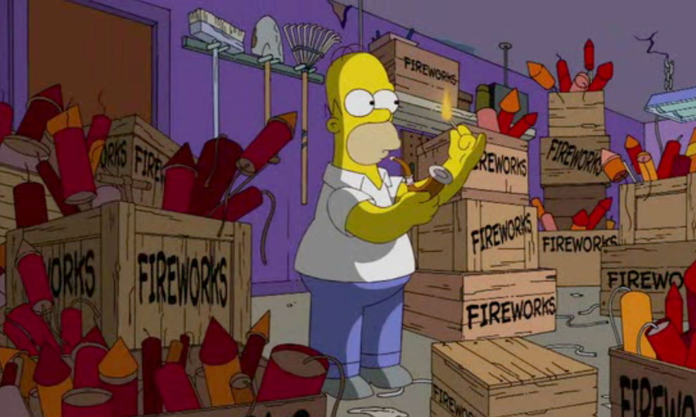 High Quality Simpsons Fireworks Blank Meme Template