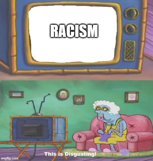 Spongebob This Is Disgusting | RACISM | image tagged in spongebob this is disgusting | made w/ Imgflip meme maker
