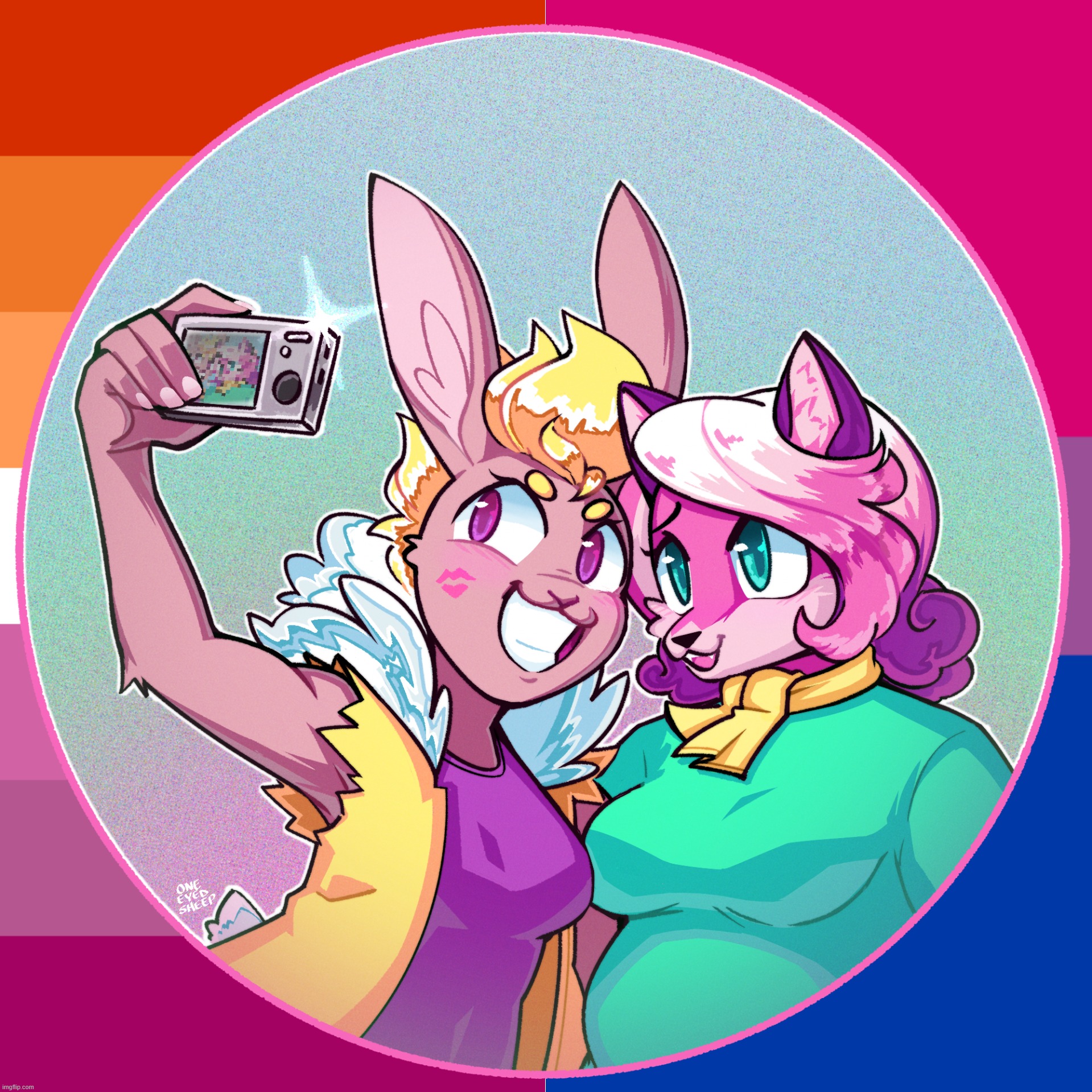 The lovely couple from Super Lesbian Animal RPG. ^w^ | image tagged in super lesbian animal rpg,allison goleta,melody amaranth | made w/ Imgflip meme maker