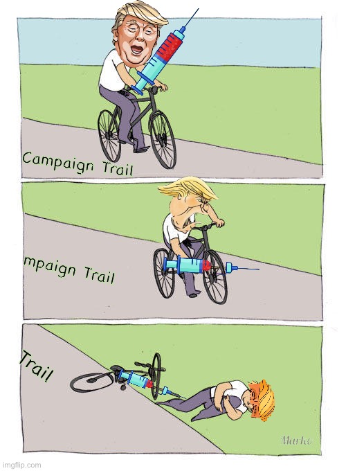 He’s Still the Only Pick.  But, This One Sits WRONG With Me | Campaign Trail; mpaign Trail; Marko; Trail | image tagged in memes,bike fall,trump,dems r anti america n anti american,progressives leftists suck bigly,fjb voters kissmyass | made w/ Imgflip meme maker