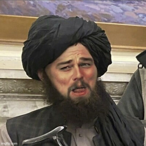 dicaprio laugh taliban | image tagged in dicaprio laugh taliban | made w/ Imgflip meme maker