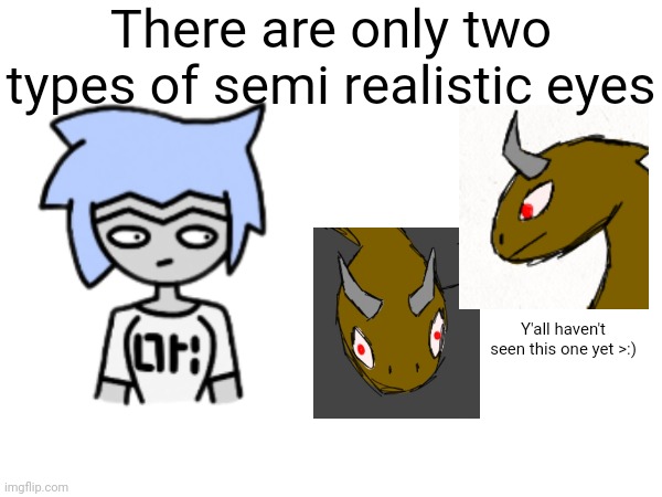 Well, at least in my drawings. It's either silly or scary | There are only two types of semi realistic eyes; Y'all haven't seen this one yet >:) | made w/ Imgflip meme maker