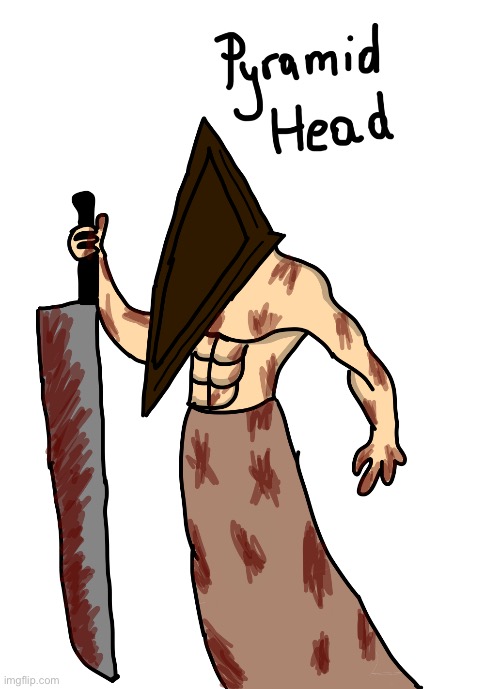 image tagged in silent hill,pyramid head,horror,drawing | made w/ Imgflip meme maker