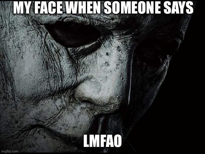 Michael Myers | MY FACE WHEN SOMEONE SAYS; LMFAO | image tagged in michael myers | made w/ Imgflip meme maker