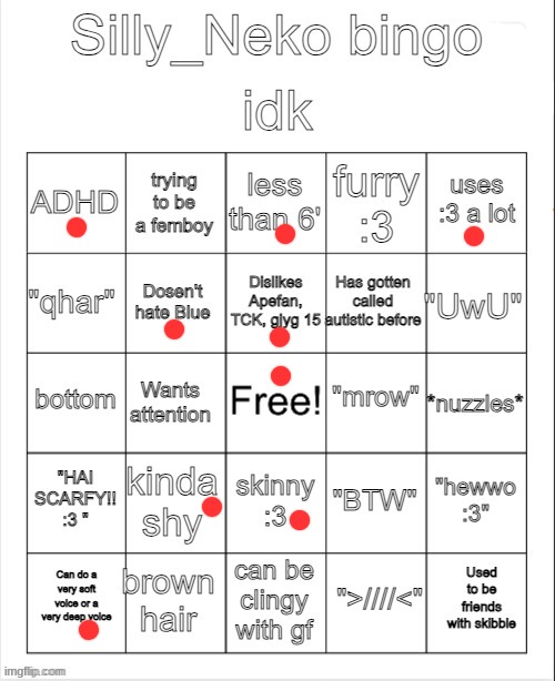 Silly_Neko bingo | image tagged in silly_neko bingo | made w/ Imgflip meme maker