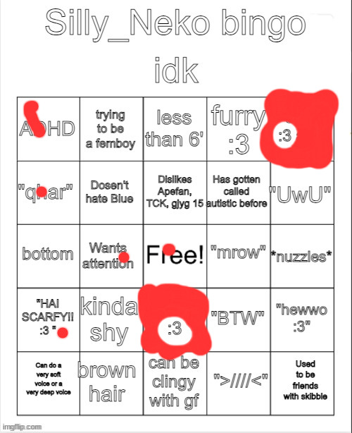 Silly_Neko bingo | image tagged in silly_neko bingo | made w/ Imgflip meme maker