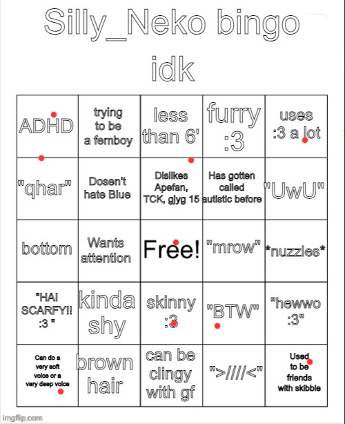 Silly_Neko bingo | image tagged in silly_neko bingo | made w/ Imgflip meme maker