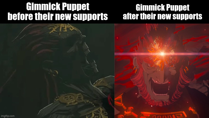 FANSERVICE!!! | Gimmick Puppet before their new supports; Gimmick Puppet after their new supports | image tagged in memes,funny,yugioh,gimmick puppet | made w/ Imgflip meme maker