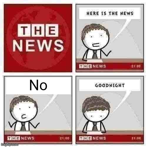 News | No | image tagged in the news,no,fakenews | made w/ Imgflip meme maker