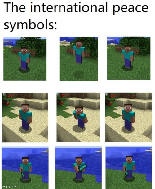 The symbols in peace of gaming in Minecraft. | image tagged in video games,minecraft | made w/ Imgflip meme maker
