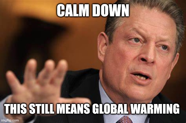 Al Gore | CALM DOWN THIS STILL MEANS GLOBAL WARMING | image tagged in al gore | made w/ Imgflip meme maker