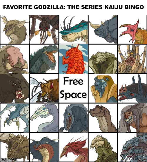 Made another Kaiju bingo thing | image tagged in favorite godzilla the series kaiju bingo | made w/ Imgflip meme maker