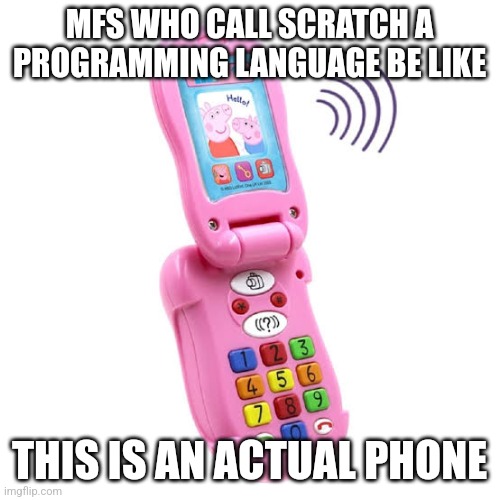 MFS WHO CALL SCRATCH A PROGRAMMING LANGUAGE BE LIKE; THIS IS AN ACTUAL PHONE | made w/ Imgflip meme maker
