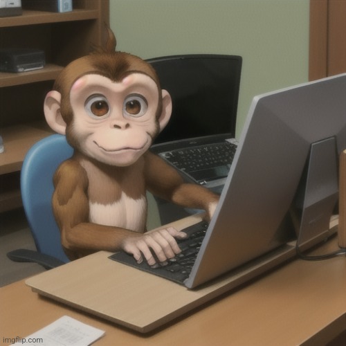 monkey typing on keyboard | image tagged in monkey typing on keyboard | made w/ Imgflip meme maker