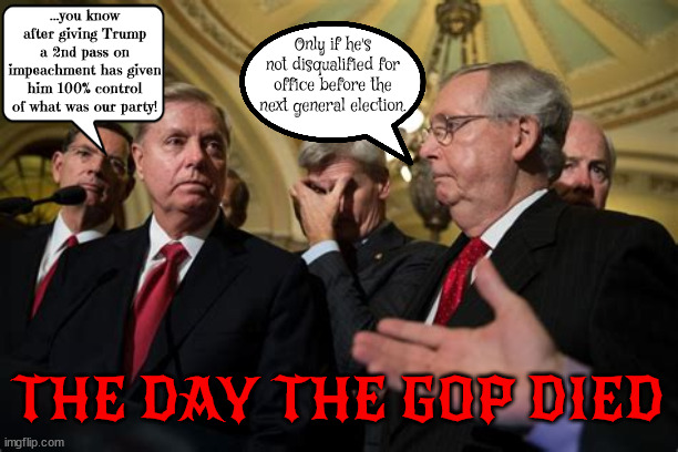 American Pie DayPie in the faceTrump makes Biden dictatorhot mic | ...you know after giving Trump a 2nd pass on impeachment has given him 100% control of what was our party! Only if he's not disqualified for office before the next general election. THE DAY THE GOP DIED | image tagged in hot mic,gop doa,maga nazis,lindsey graham,mitch mcconnell,mabus party | made w/ Imgflip meme maker