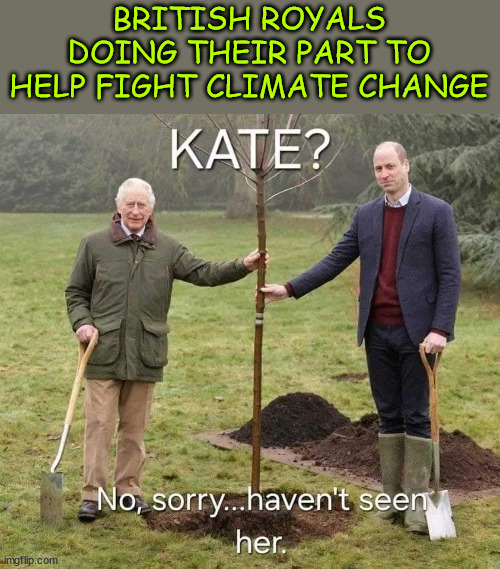 Plant a tree | BRITISH ROYALS DOING THEIR PART TO HELP FIGHT CLIMATE CHANGE | image tagged in dark humour,british royals,fight,climate change,plant a tree | made w/ Imgflip meme maker