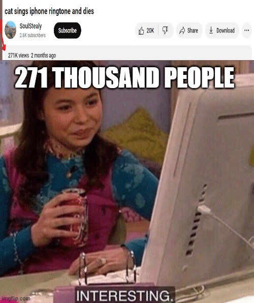 the things people find interesting nowadays... | 271 THOUSAND PEOPLE | image tagged in icarly interesting | made w/ Imgflip meme maker