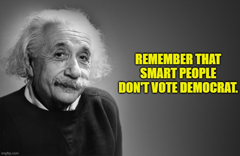 You tell 'em Albert. | REMEMBER THAT SMART PEOPLE DON'T VOTE DEMOCRAT. | image tagged in albert einstein quotes | made w/ Imgflip meme maker