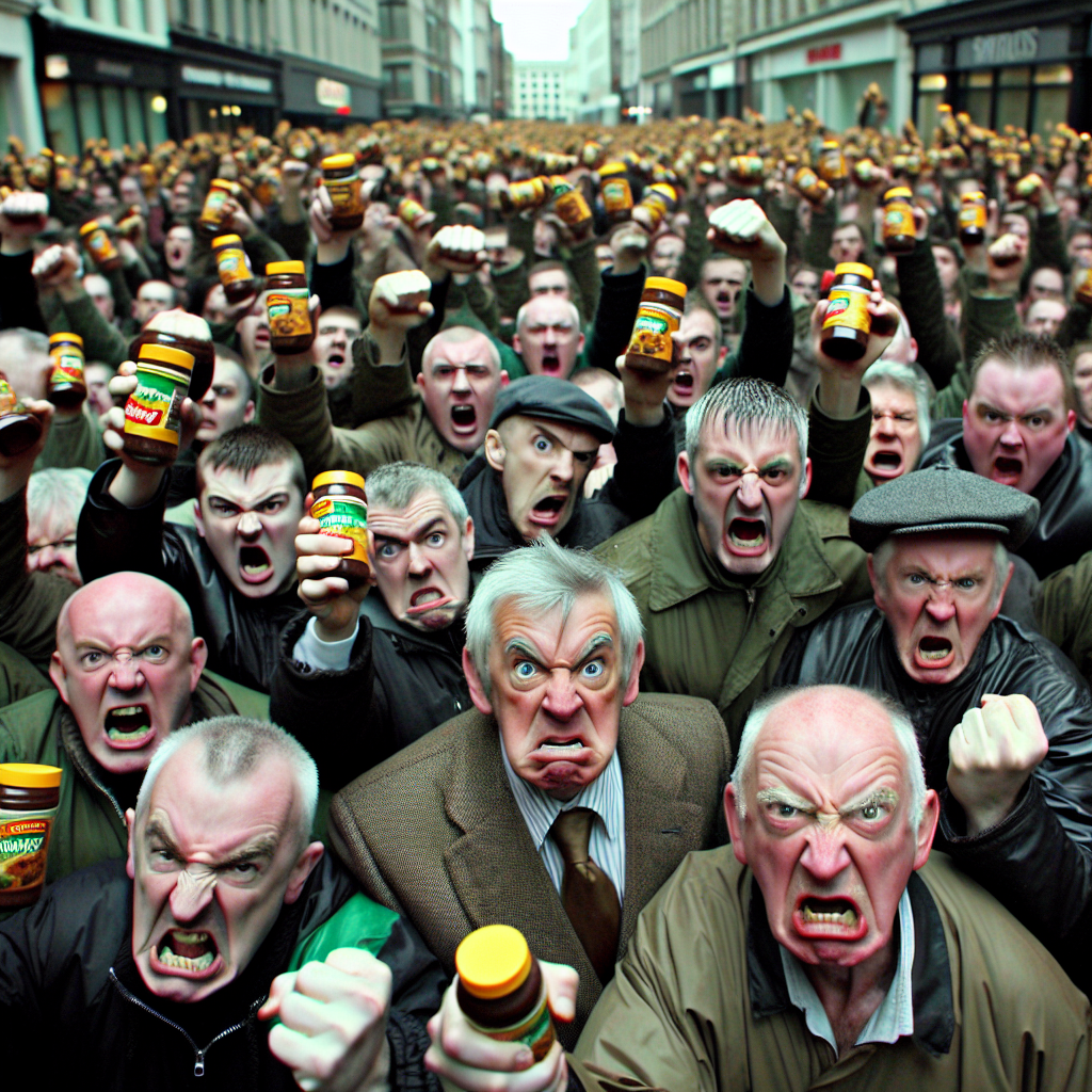Angry Irish mob with gravy granule tubes Blank Meme Template