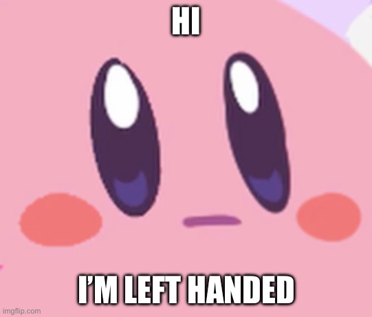 Blank Kirby Face | HI; I’M LEFT HANDED | image tagged in blank kirby face | made w/ Imgflip meme maker
