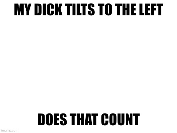 MY DICK TILTS TO THE LEFT; DOES THAT COUNT | made w/ Imgflip meme maker